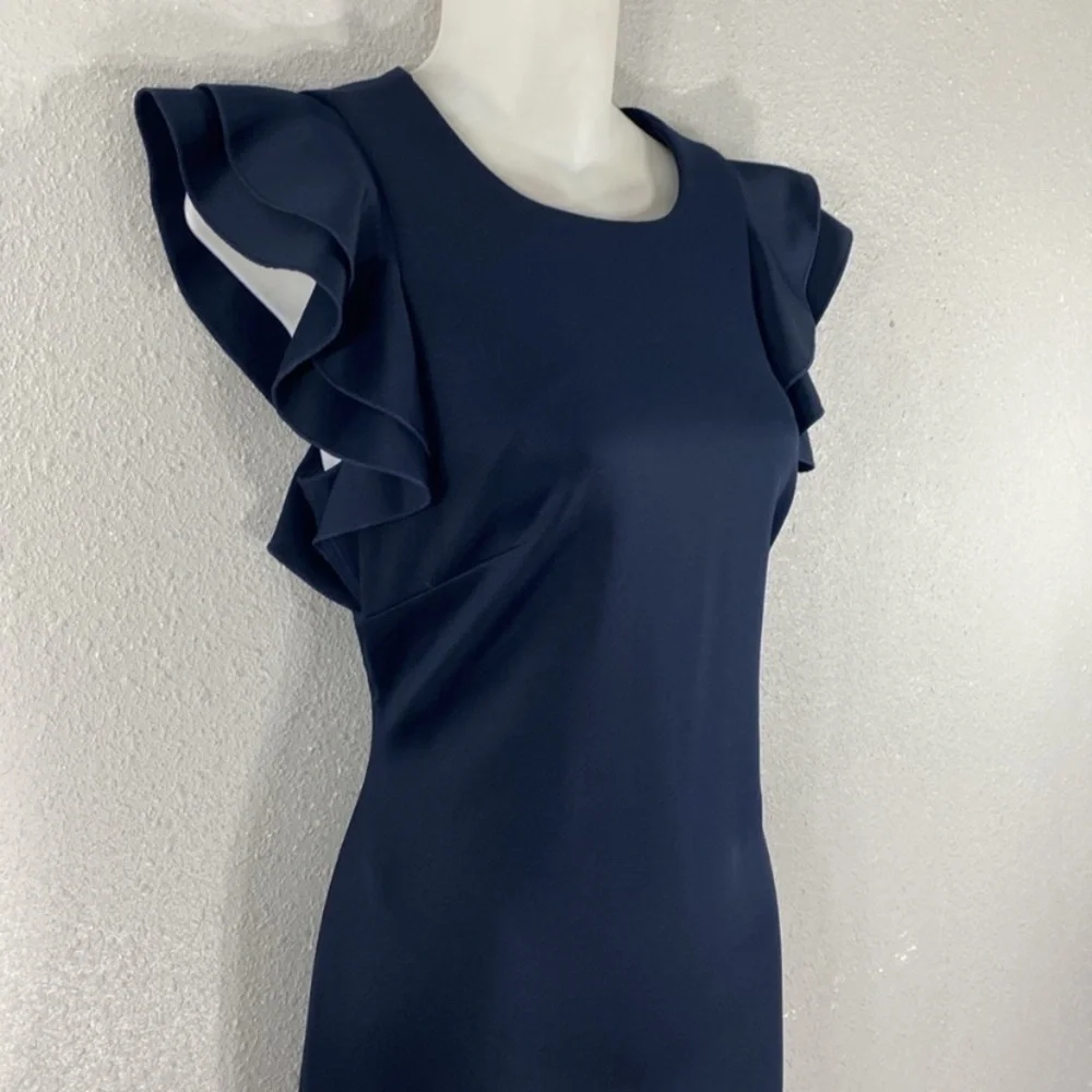 Tommy Hilfiger Navy Blue Scuba Sheath Dress with Flutter Sleeves 4